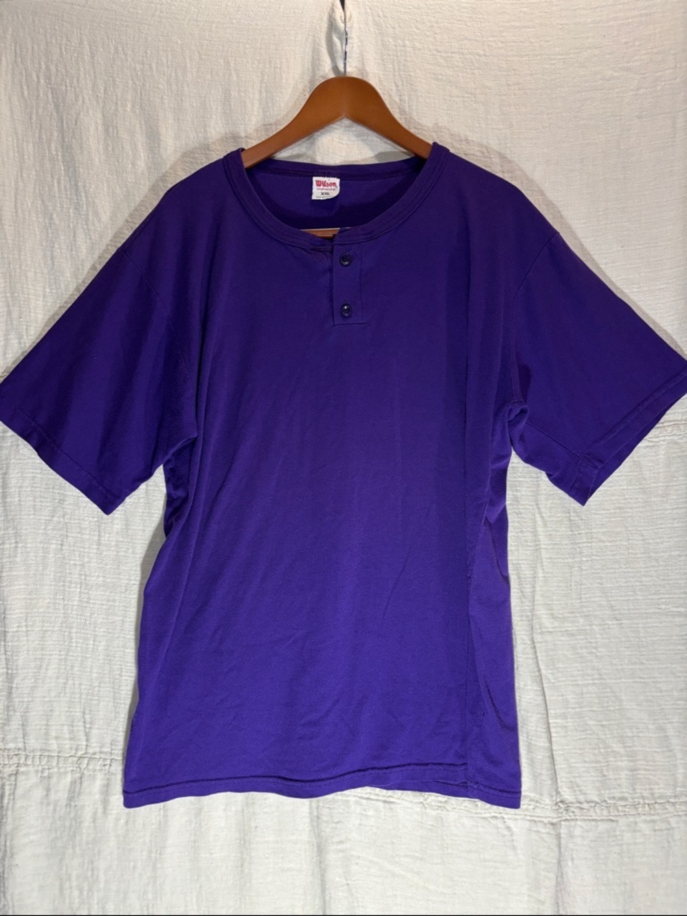 Wilson Deep Purple Short-Sleeve Henley Tee made in USA Cotton blend